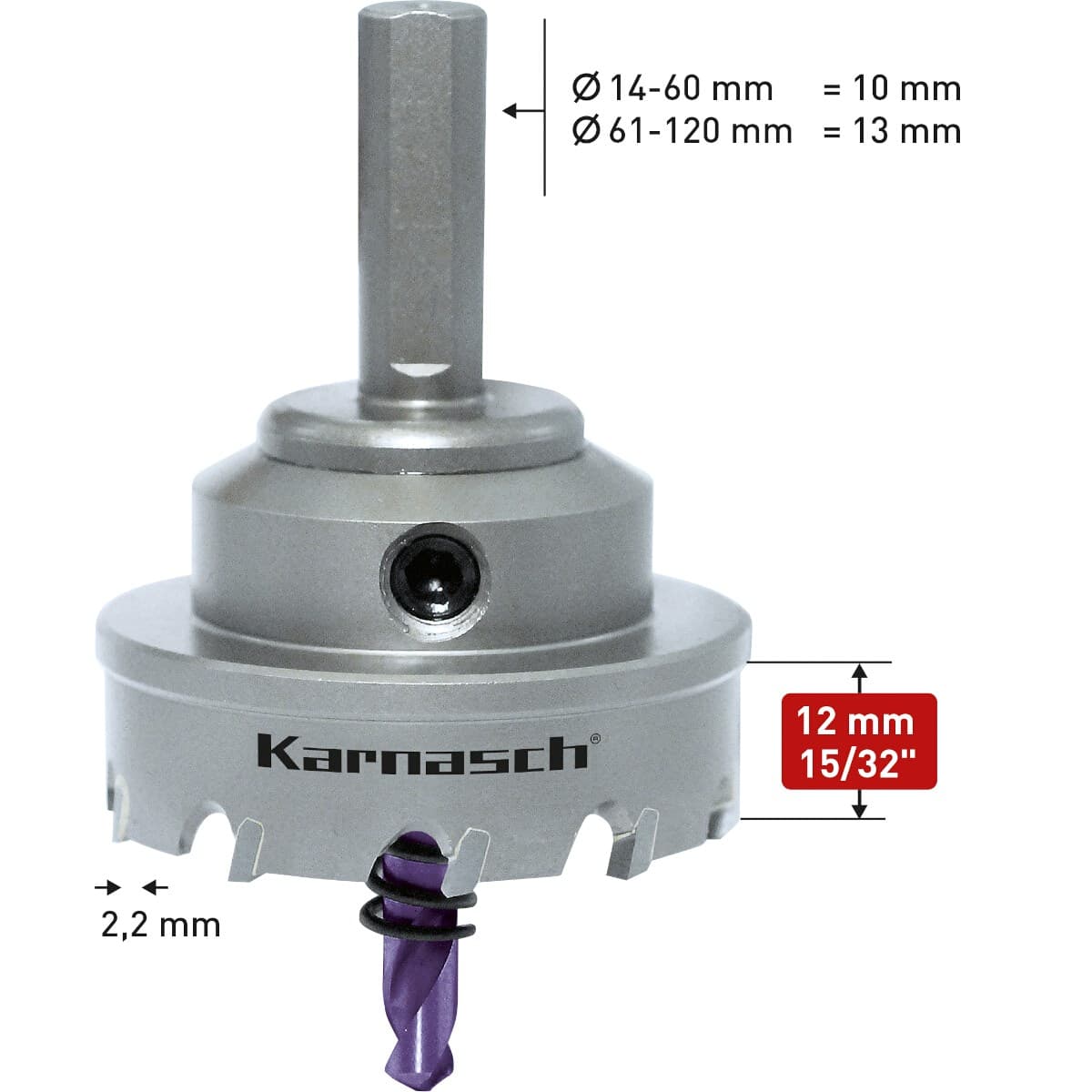 Твердосплавная коронка Karnasch Power-Max 10 Ø120х12 мм в сборе 20.1010-120
