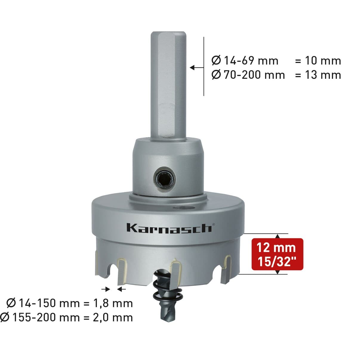 Твердосплавная коронка Karnasch EASY-CUT 5 Ø200х12 мм в сборе 20.1020-200
