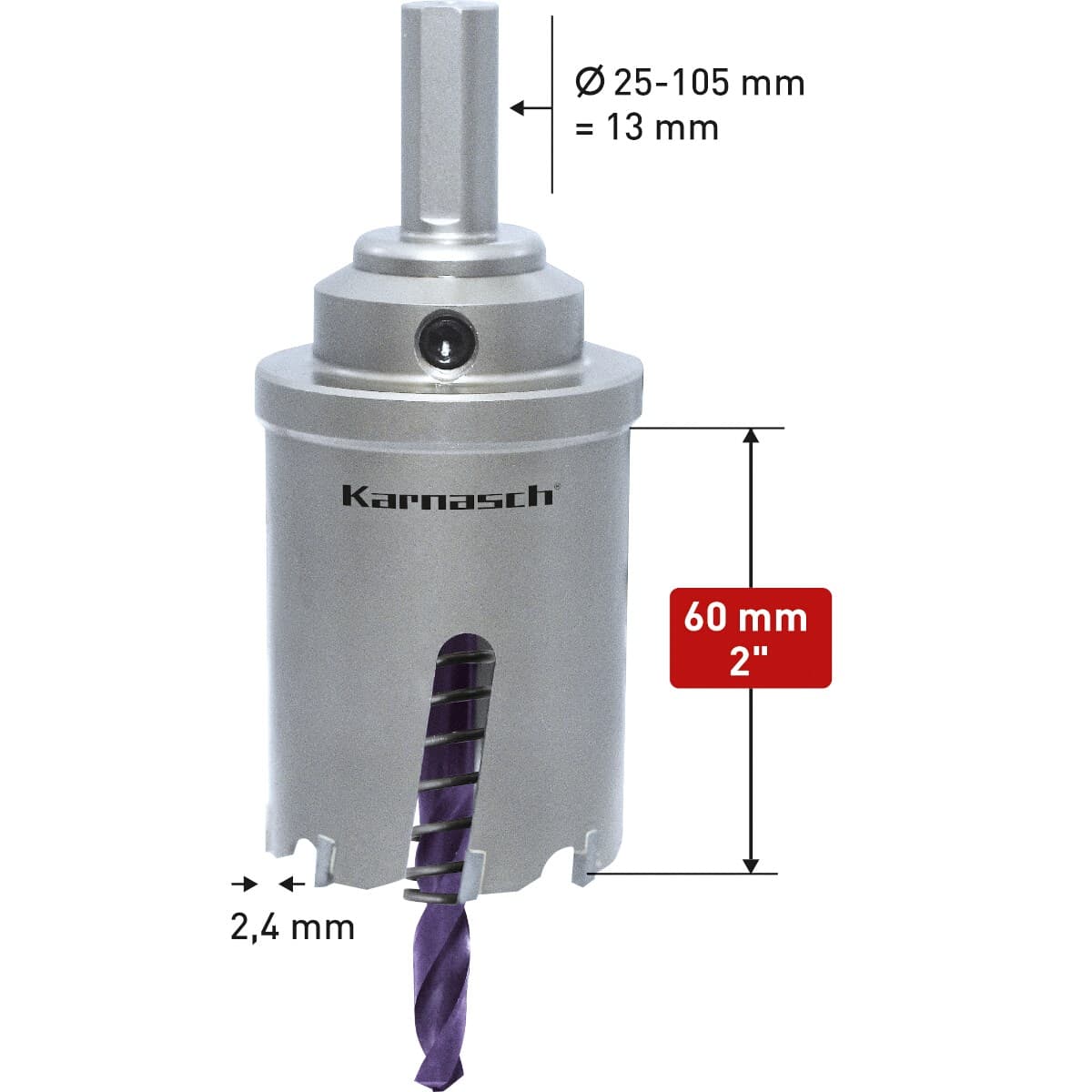 Твердосплавная коронка Karnasch POWER-MAX 60 ALLROUND Ø75х60 мм 20.1121A-075