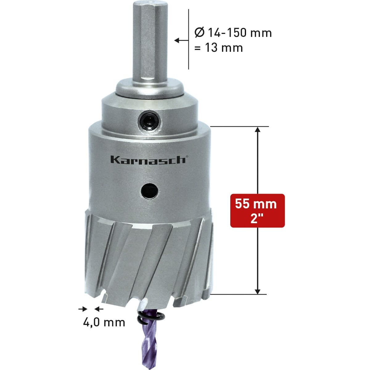 Твердосплавная коронка Karnasch Power-Max 55 Ø150х55 мм в сборе 20.1141-150