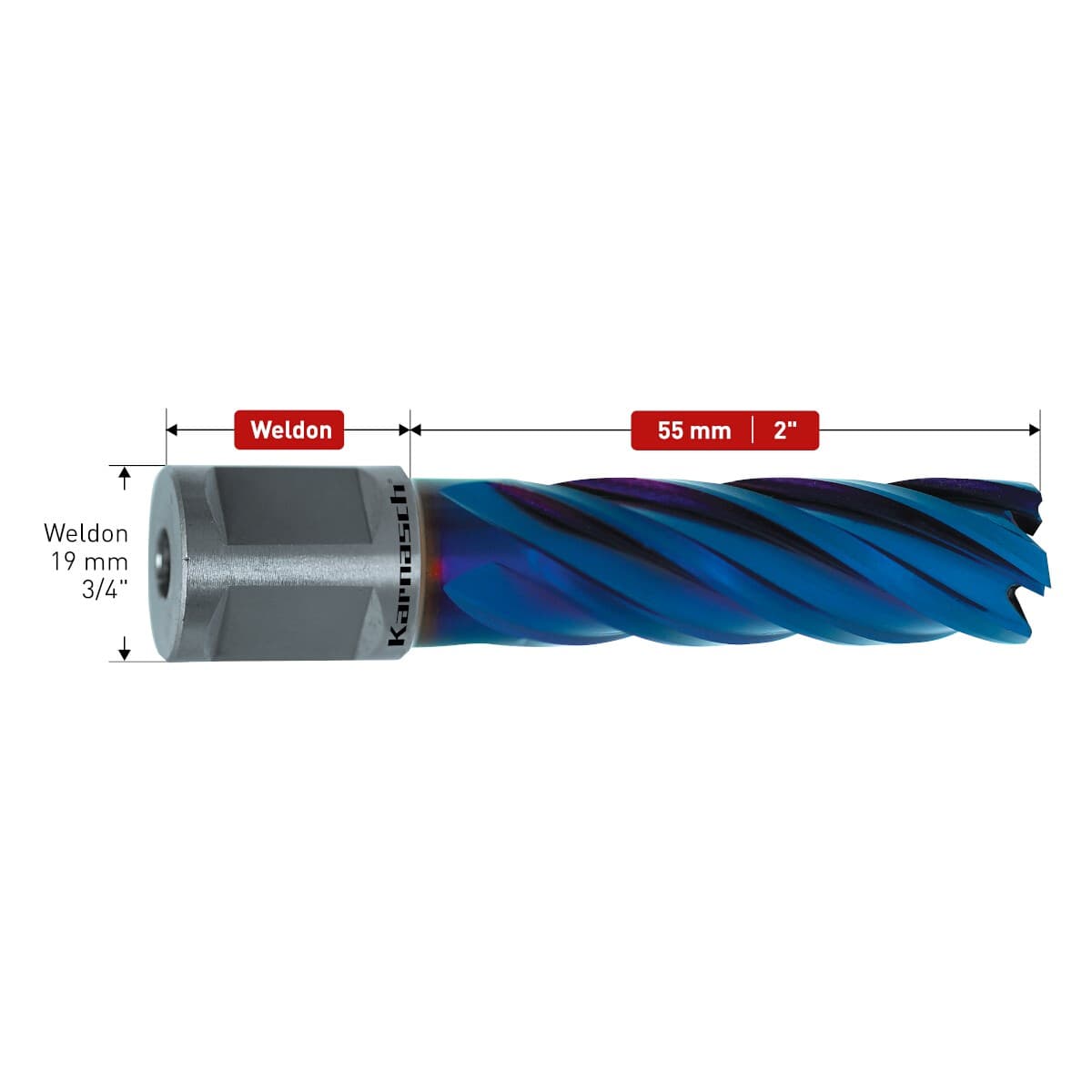 Корончатые сверла Karnasch BLUE-LINE Ø50х55 мм 20.1313N-050