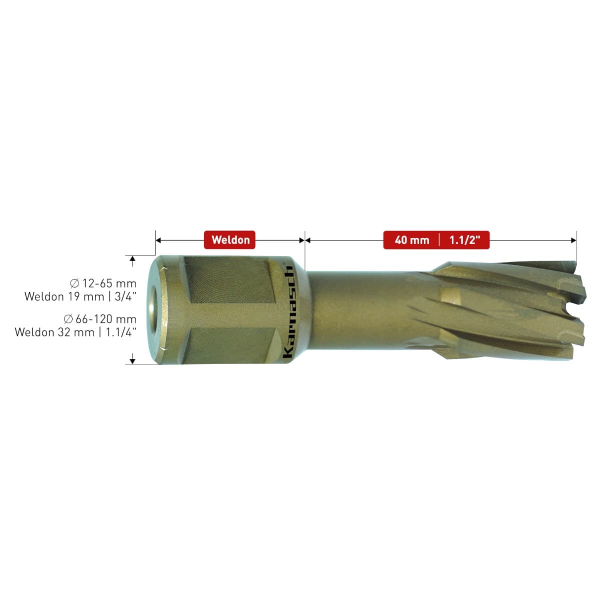 Корончатое сверло Karnasch HARD-LINE Ø65х40 мм 20.1315N-065