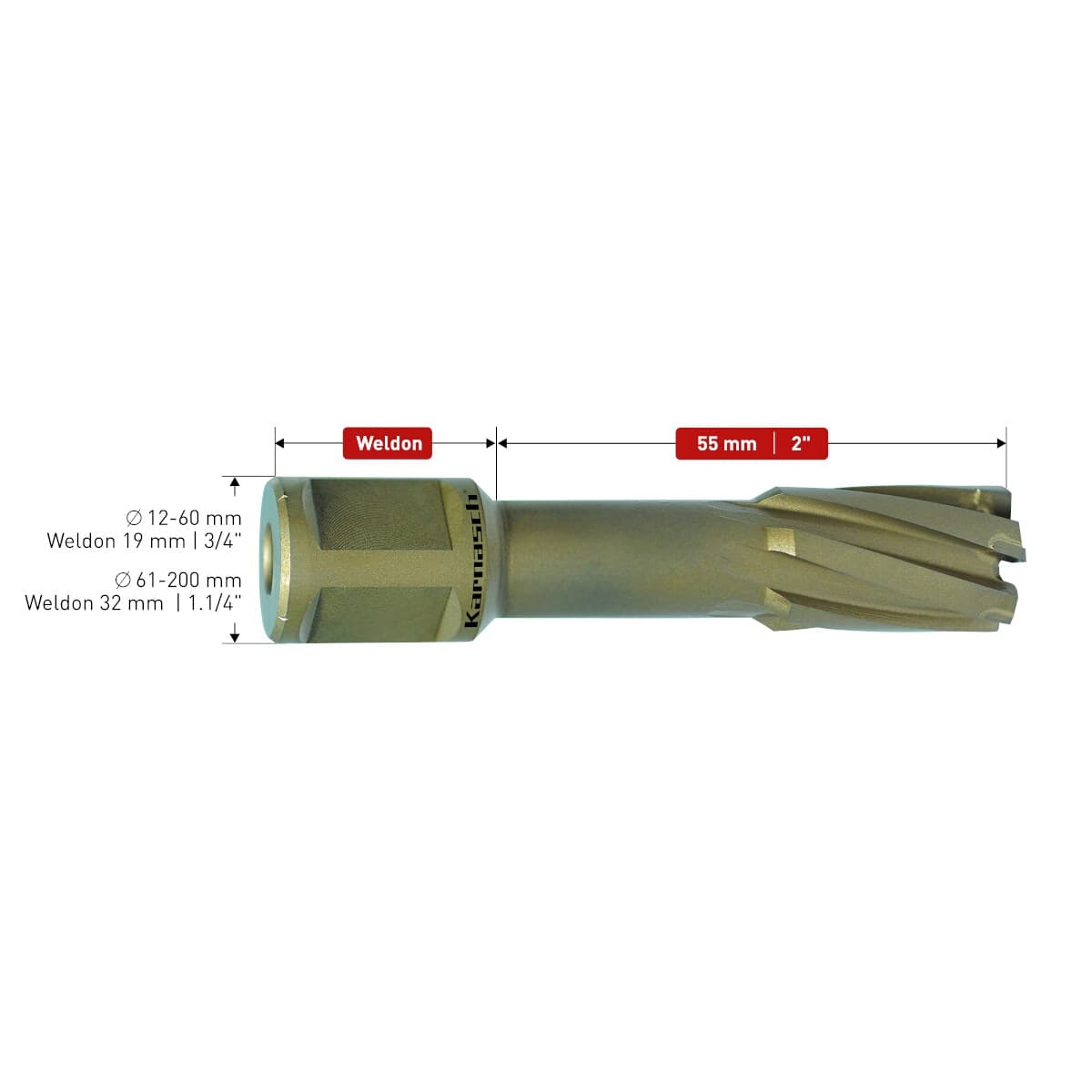 Корончатое сверло Karnasch HARD-LINE Ø60х55 мм 20.1316N-060